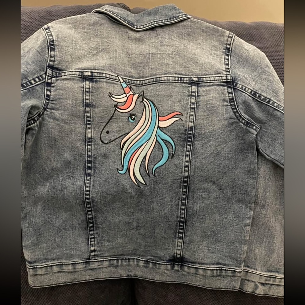 George Girls Unicorn Blue Jean Jacket Classic Trucker Style